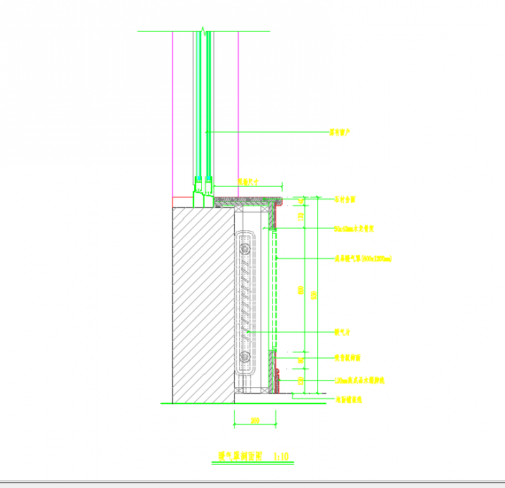 某地窗台板暖气罩做法节点图块下载CAD图纸