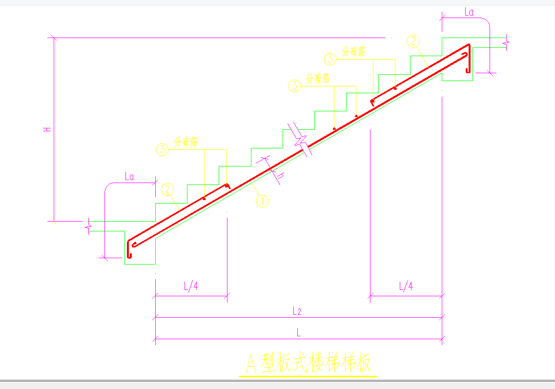某地某板式楼梯结构节点构造CAD详图-图一