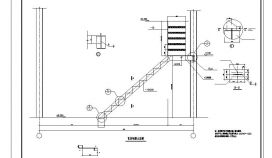 某钢楼梯大样节点构造CAD详图
