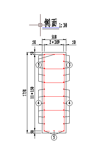 3×10米预应力混凝土空心板桥台耳墙钢筋构造节点设计图-图二