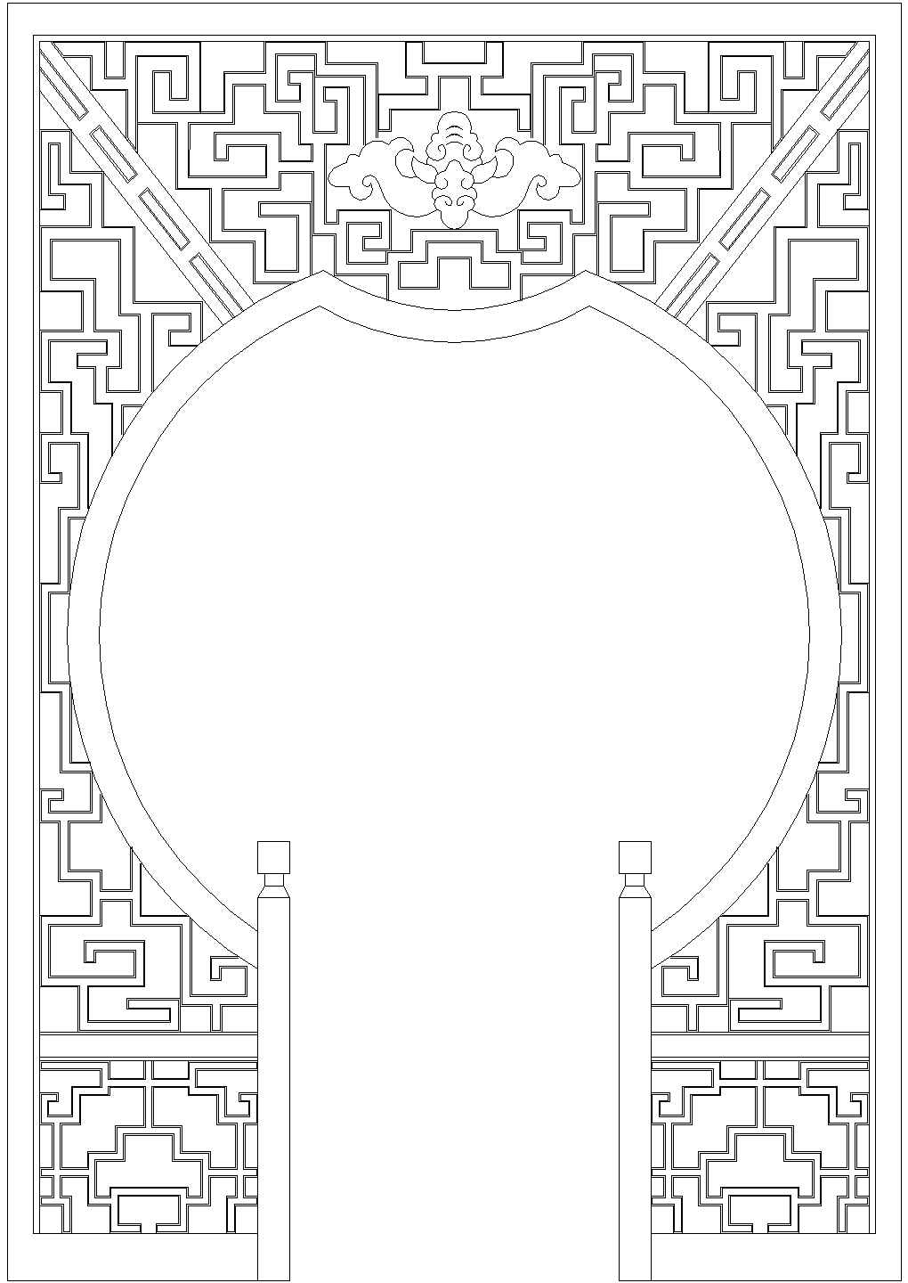 古典雅致的中式隔墙设计CAD节点详图-图一