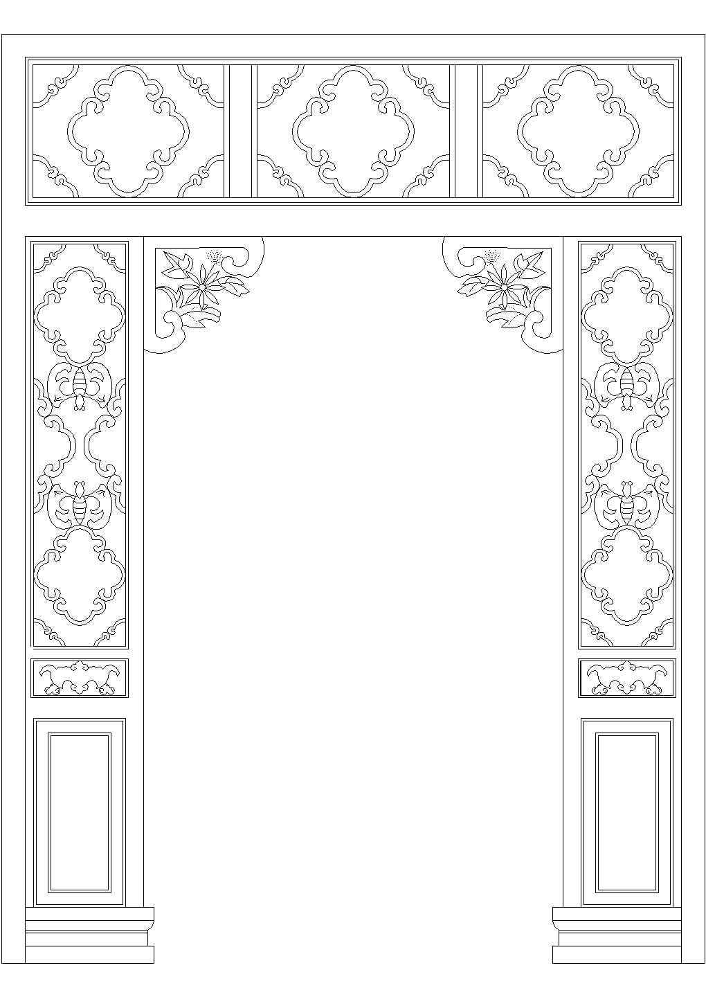 古典雅致的中式隔墙设计CAD节点详图-图二