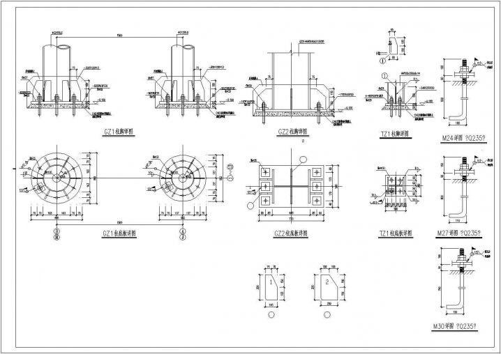 某建筑钢柱脚构造CAD节点详图