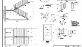钢结构直跑楼梯设计CAD节点详图
