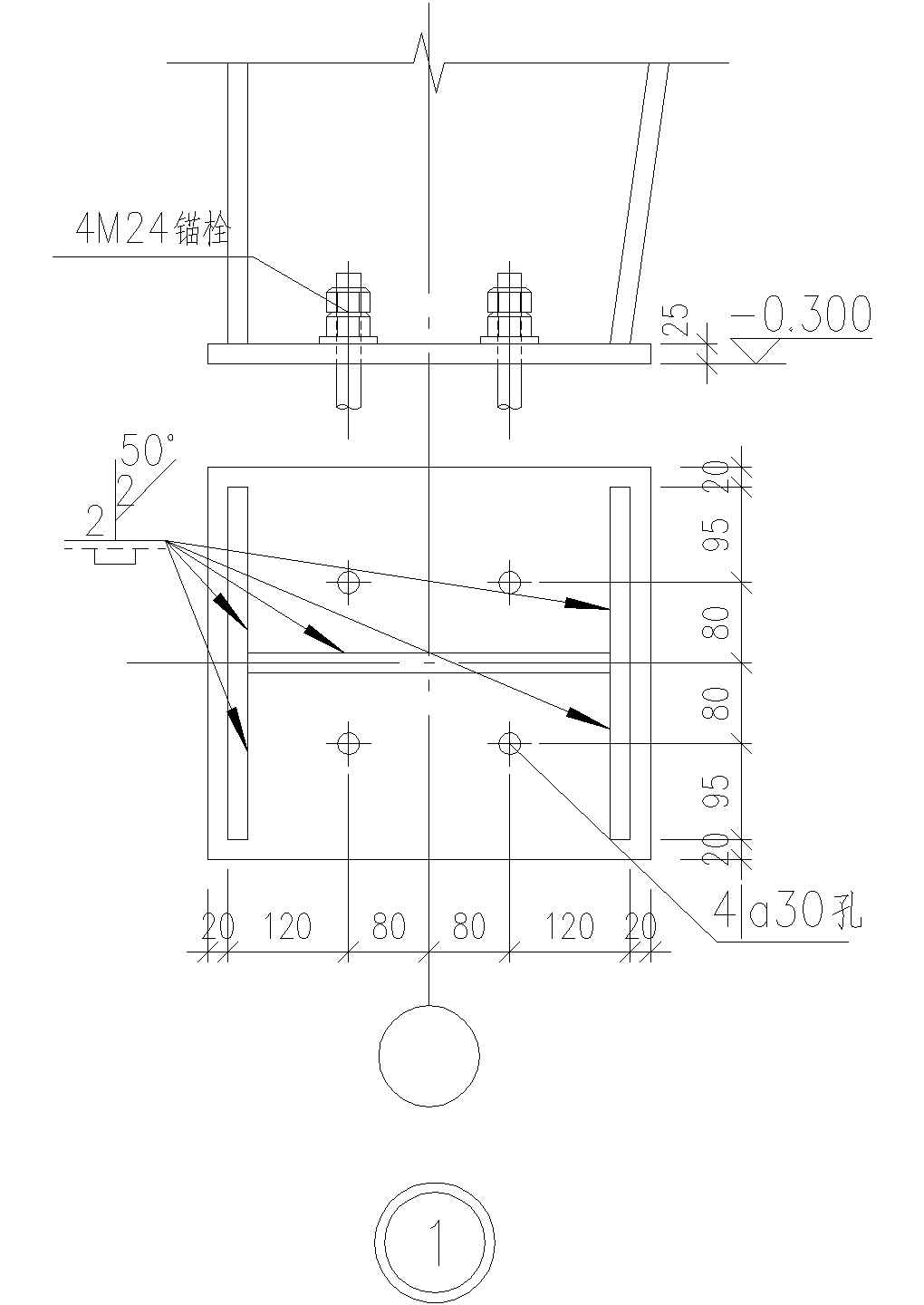 柱脚构造CAD节点详图（400X350）-图一