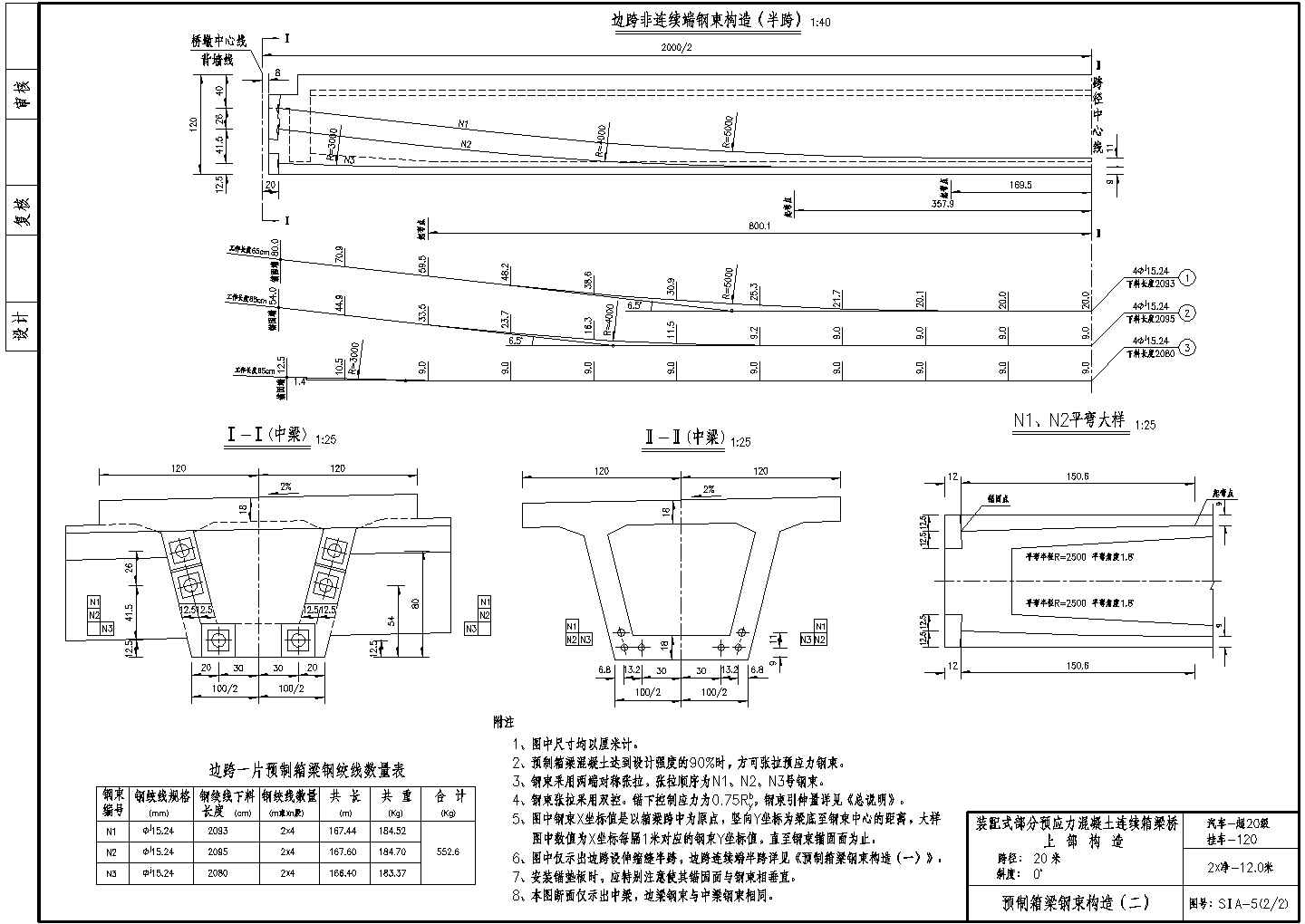 20m预应力混凝土连续箱梁上部钢束构造节点详图设计-图二