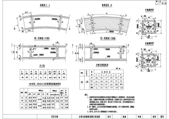 分离式拱箱组装接头构造CAD节点详图