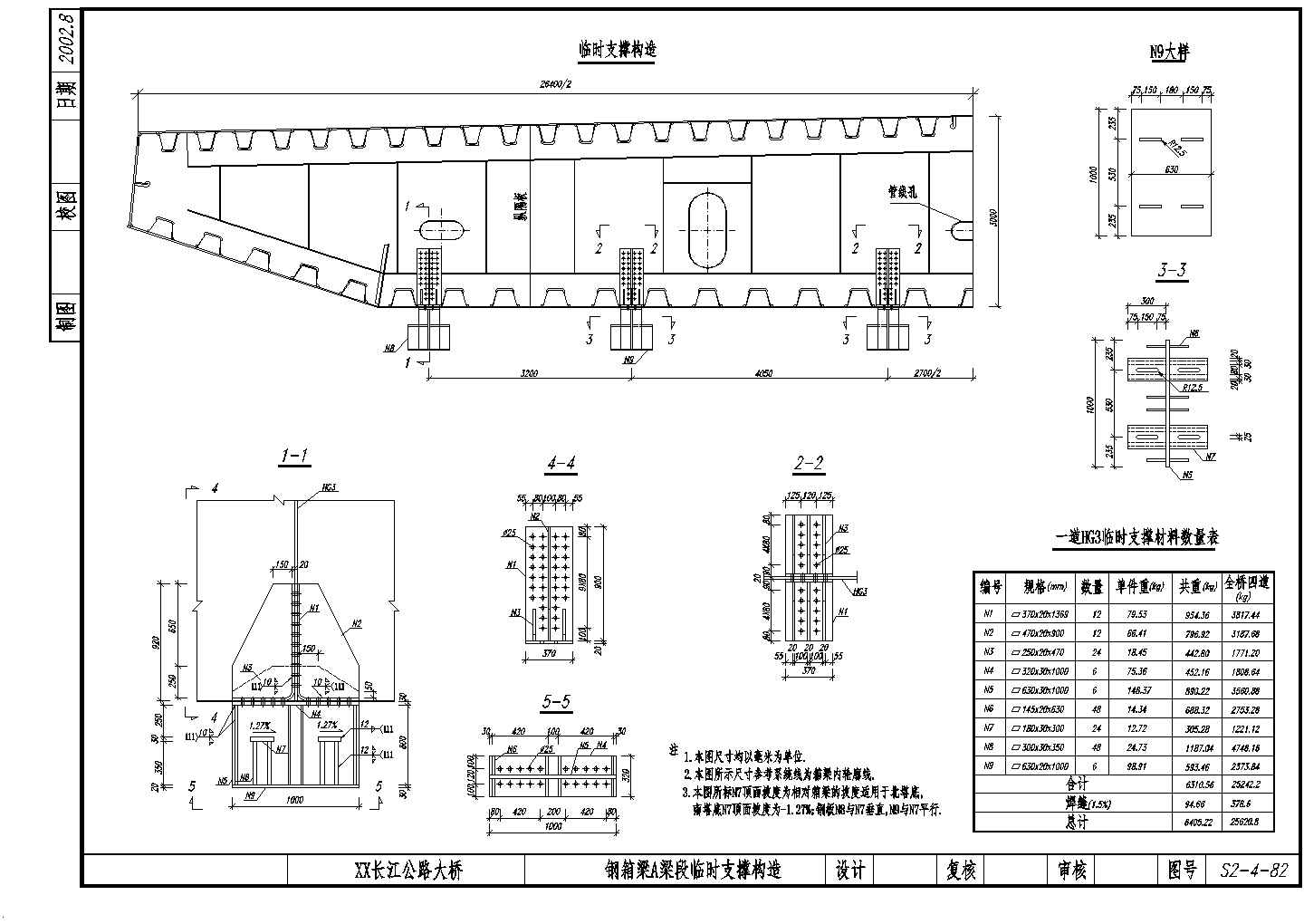 某长江公路大桥钢箱梁A段临时支撑构造CAD节点详图-图一