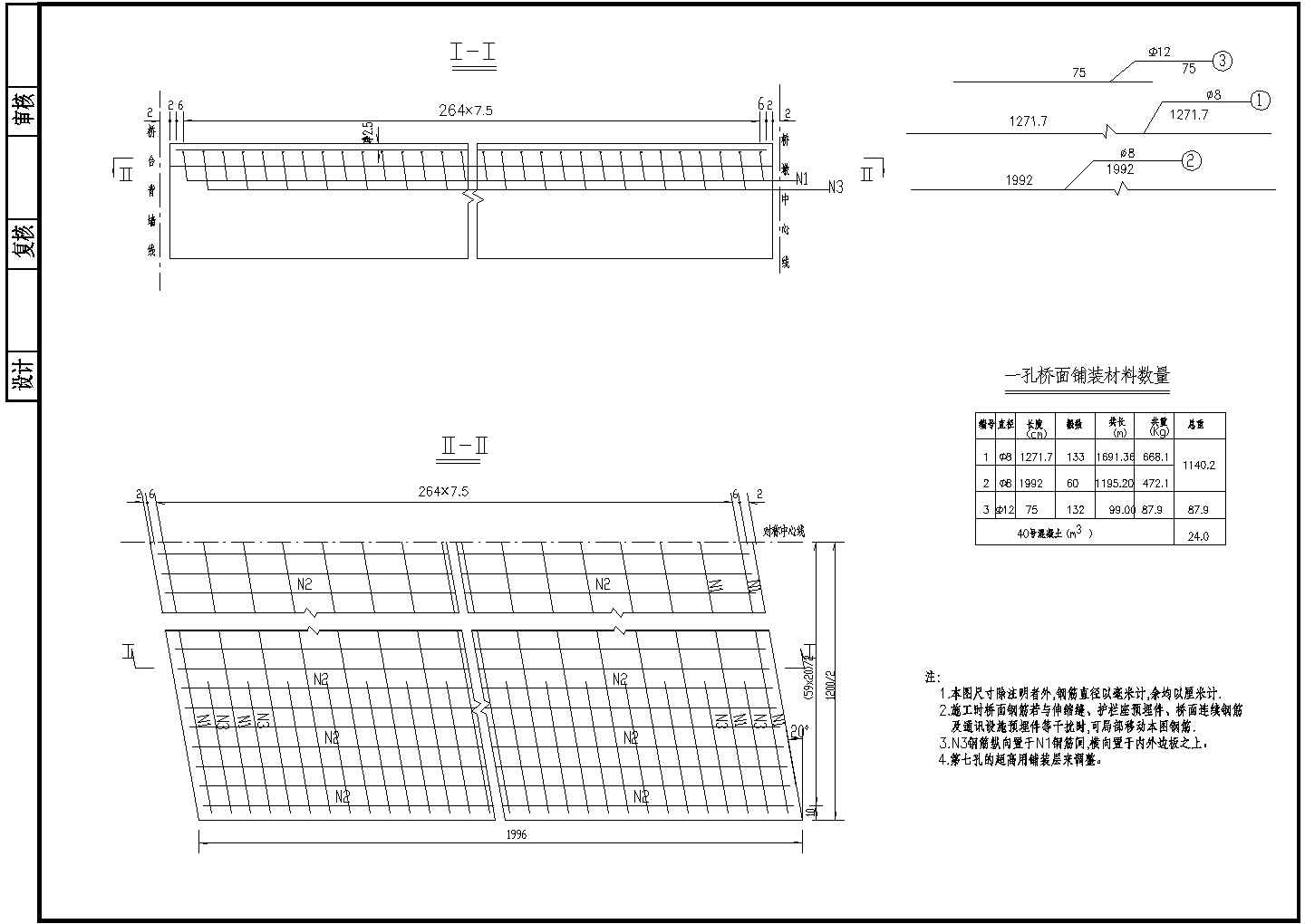 7x20m预应力混凝土空心板桥面钢筋节点详图设计-图一