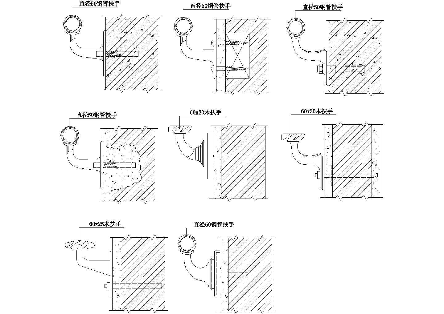 各种风格的栏杆设计CAD节点详图-图二