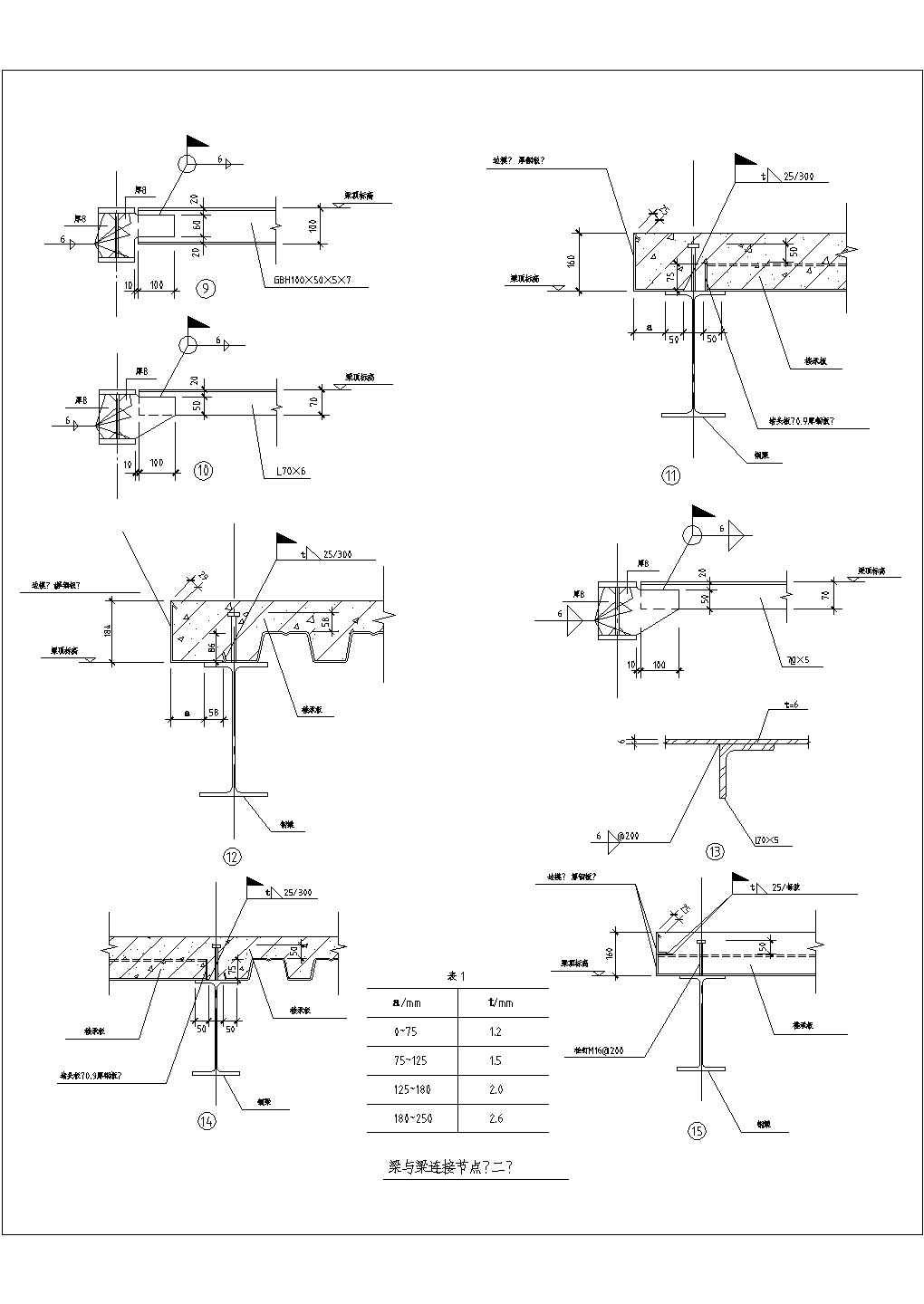 某建筑梁与梁连接CAD节点详图-图一
