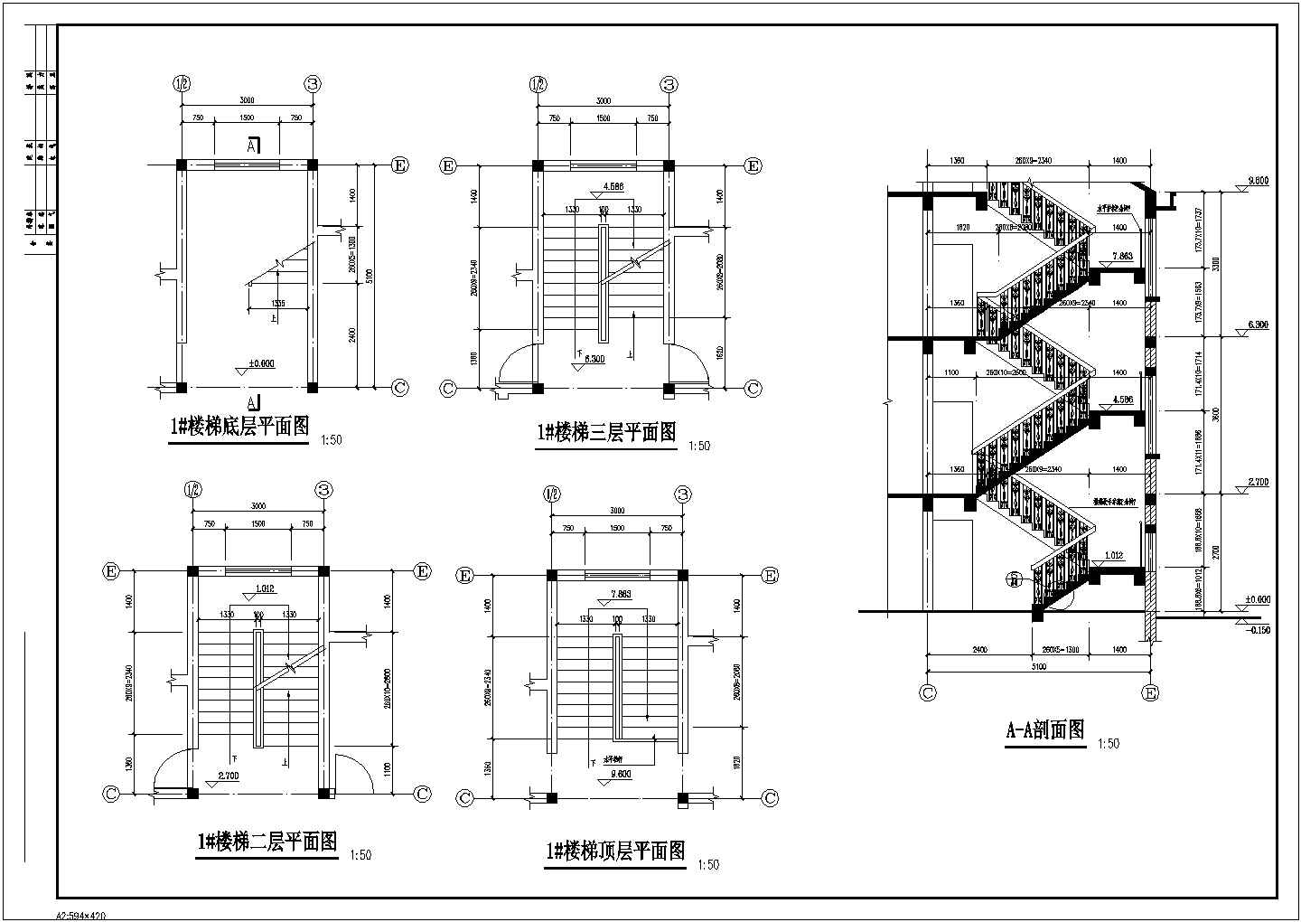 某三层带阁楼层砖混结构农居房设计建施CAD节点详图-图一