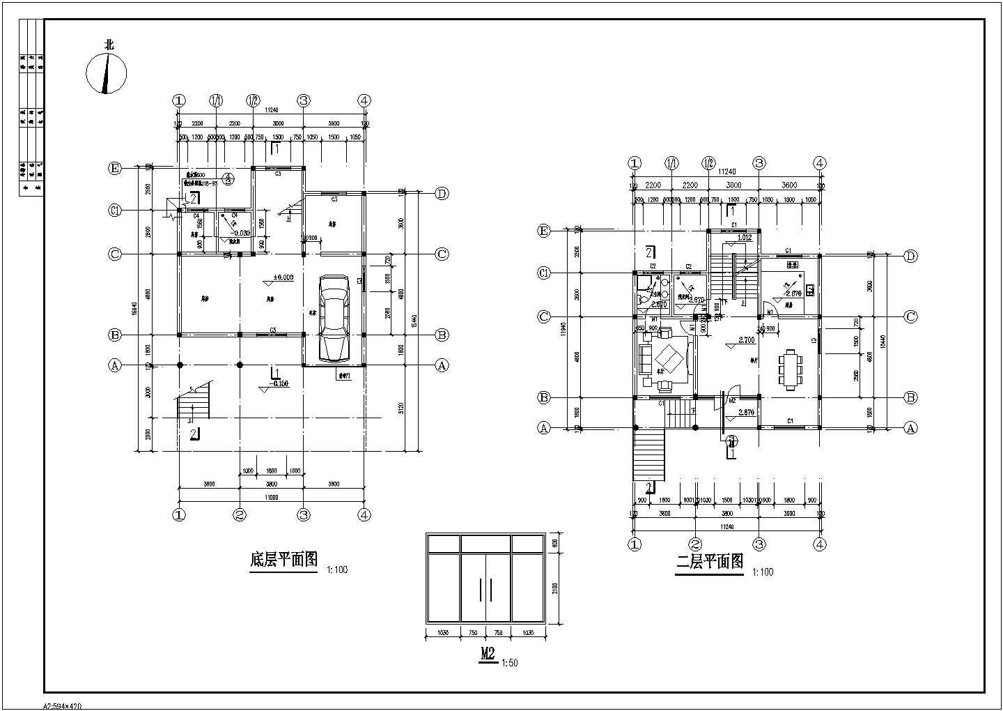 某三层带阁楼层砖混结构农居房设计建施CAD节点详图-图二