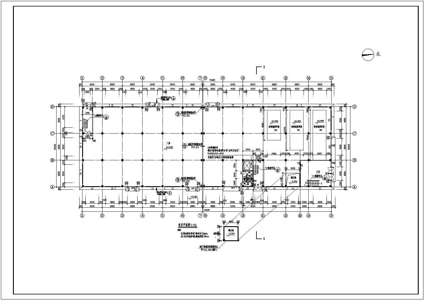 某三层框架结构厂房设计建施CAD节点详图-图一
