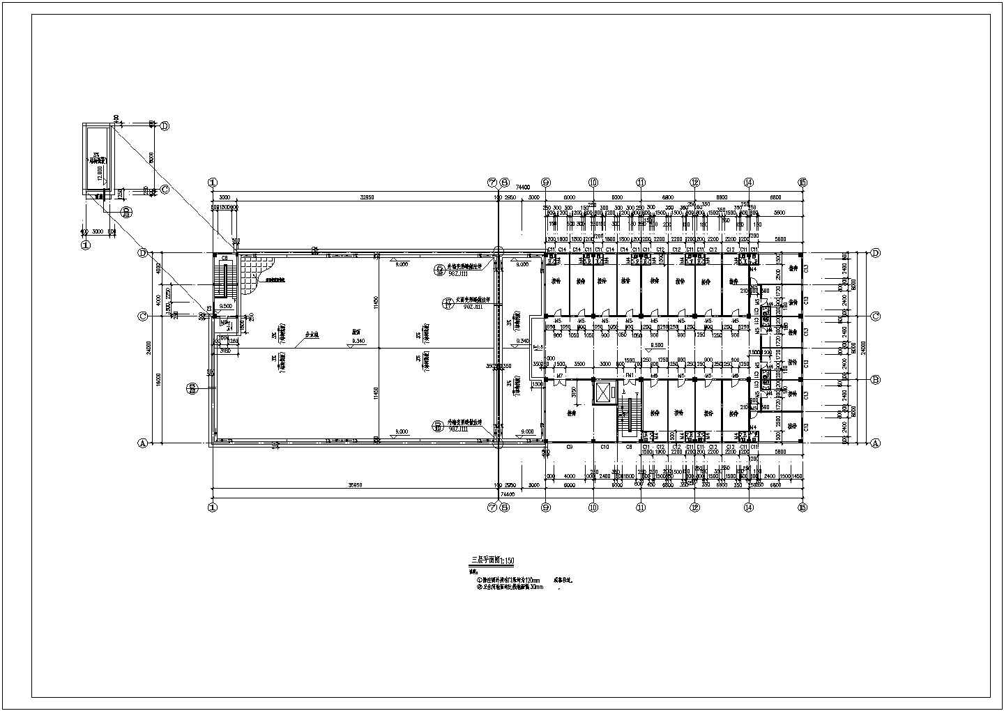 某三层框架结构厂房设计建施CAD节点详图-图二