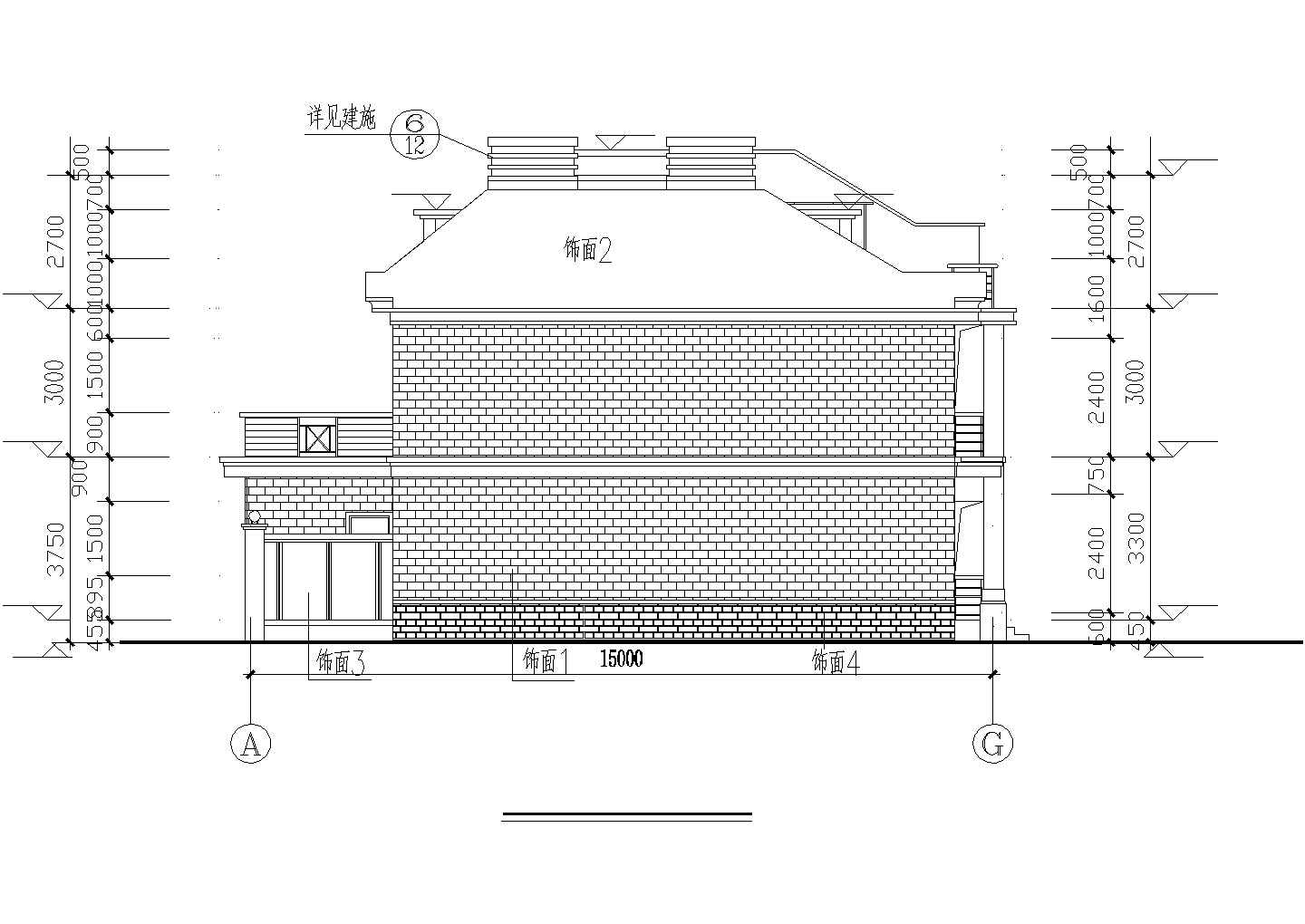 某二层带阁楼层砖混结构联体别墅CAD节点详图-图二