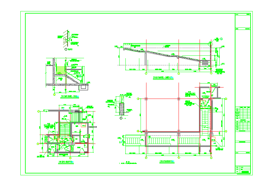 自行车坡道与室外楼梯设计CAD节点详图-图一