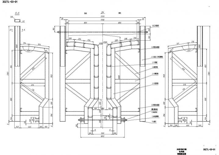 某地30米T梁中梁标准段钢模截面CAD节点详图