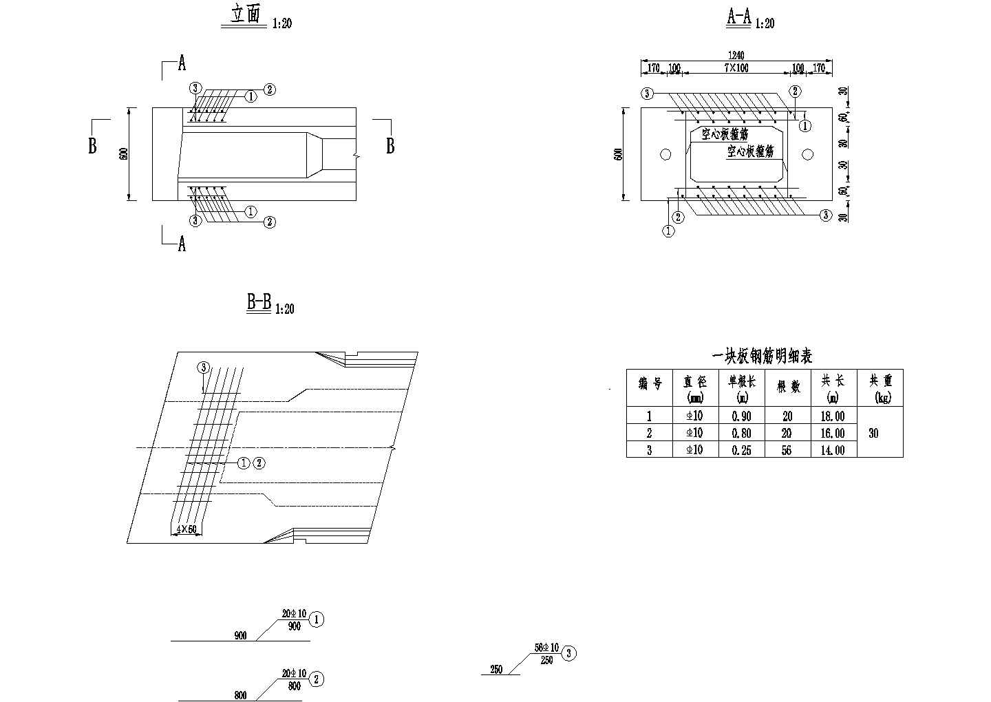 3×10米预应力混凝土空心板端加强钢筋构造节点详图设计-图二
