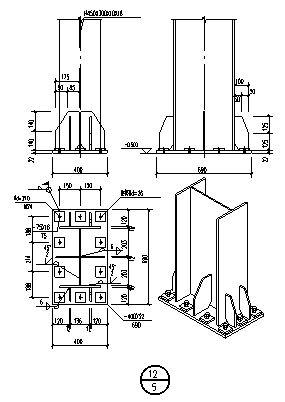 某常见钢结构柱脚节点构造大样设计cad图(含十七种设计)-图二