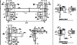 某钢框架大厦钢梁与下弦杆连接节点构造设计cad图纸