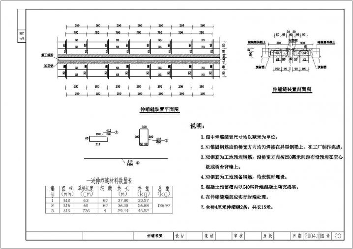某桥梁伸缩缝装置构造CAD节点详图