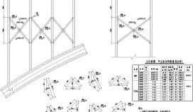 立柱斜撑位置示意与节点板设计节点详图