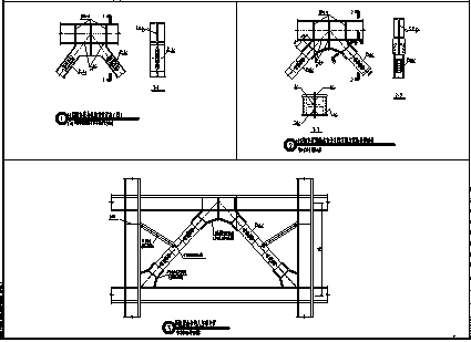 人字形支撑与梁的连接设计CAD节点详图-图一