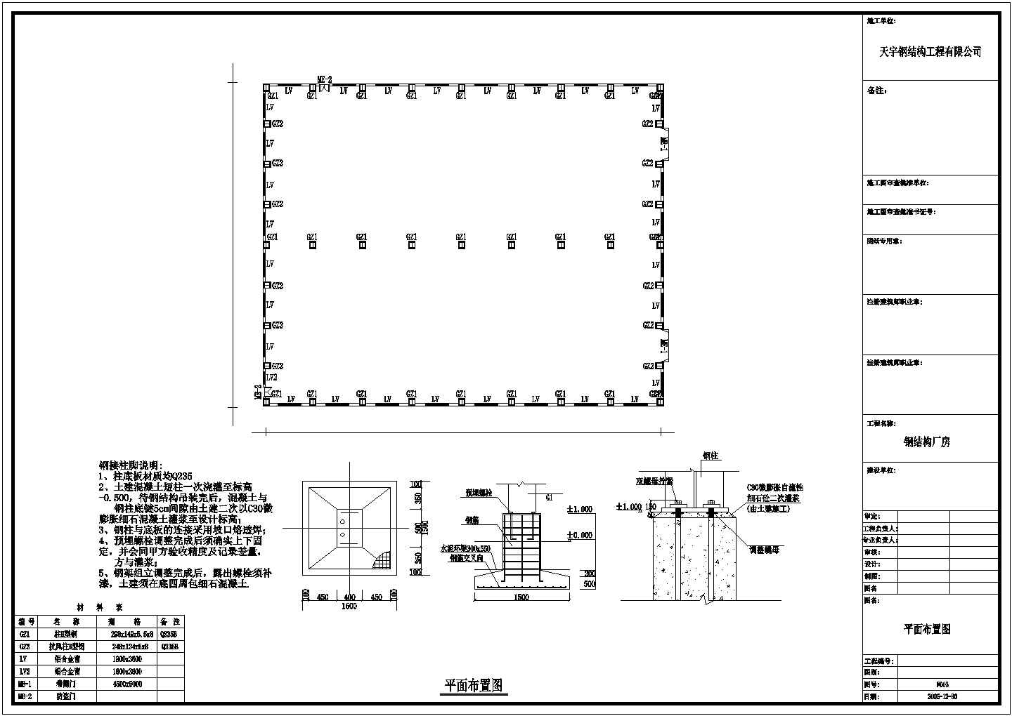 单层钢结构门式钢架结构厂房建施节点详图-图二