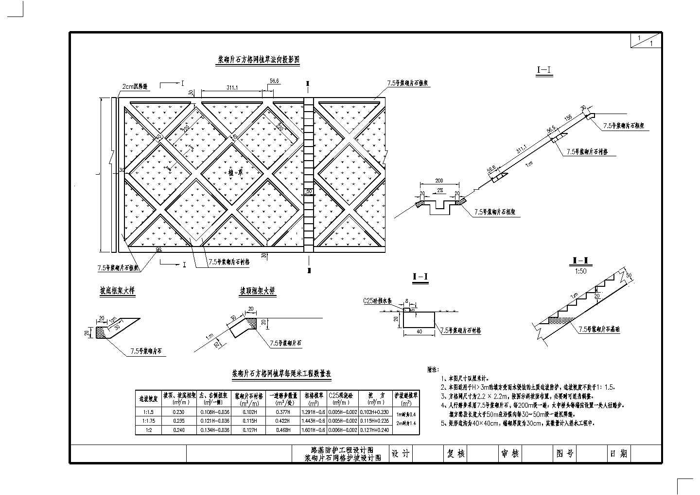 路基防护工程设计CAD节点详图-图一