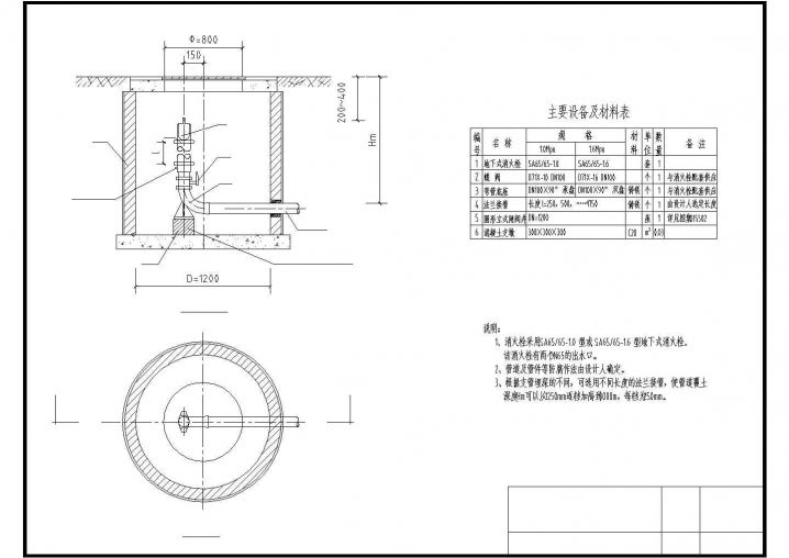 某型号地下式消火栓施工设计文档