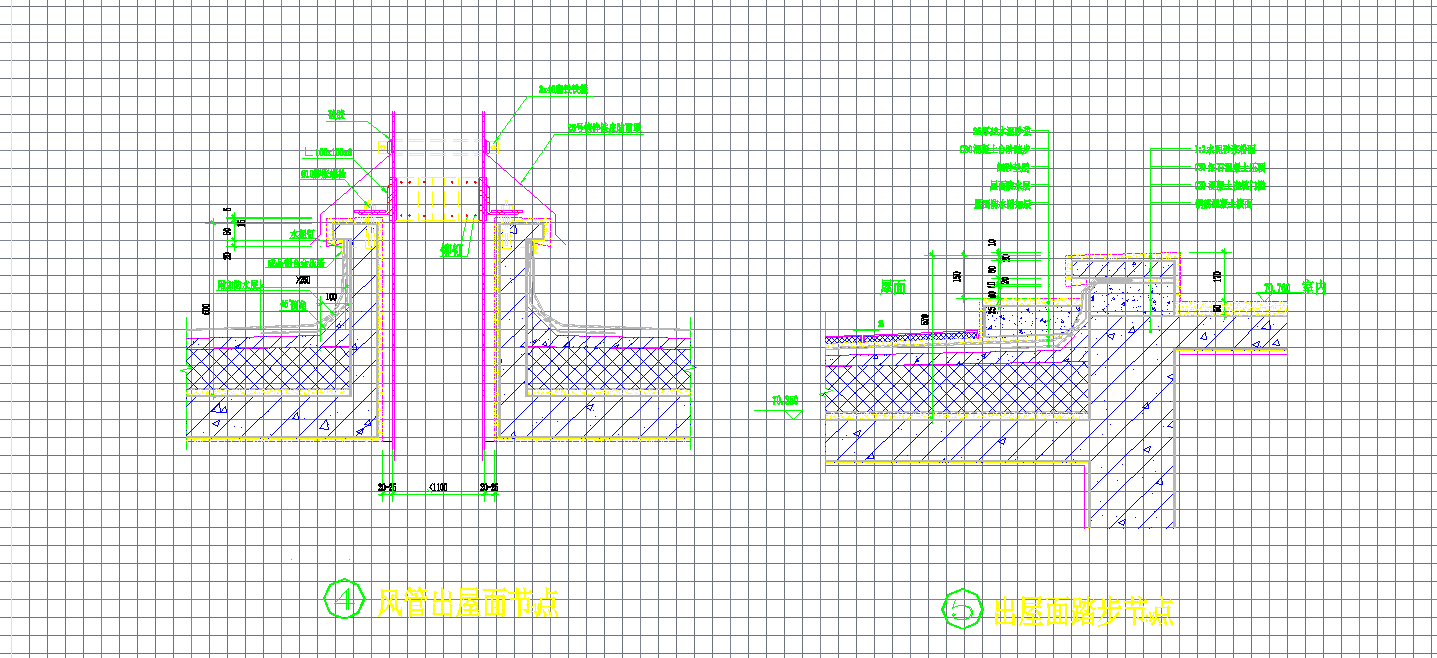 某地屋面节点大样图含管道出屋面节点CAD图纸-图二