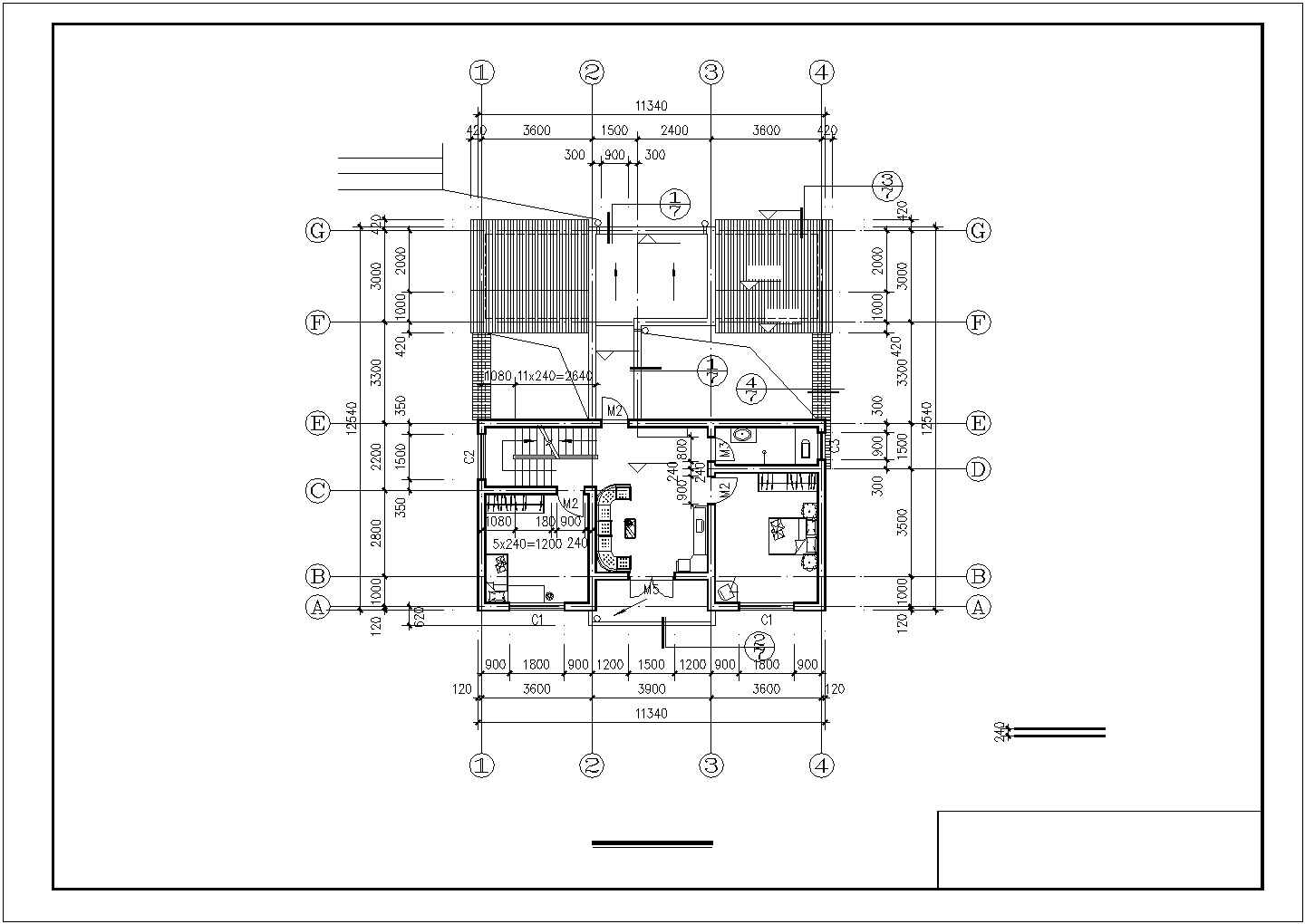 某二层农村住宅建筑施工CAD详图-图一