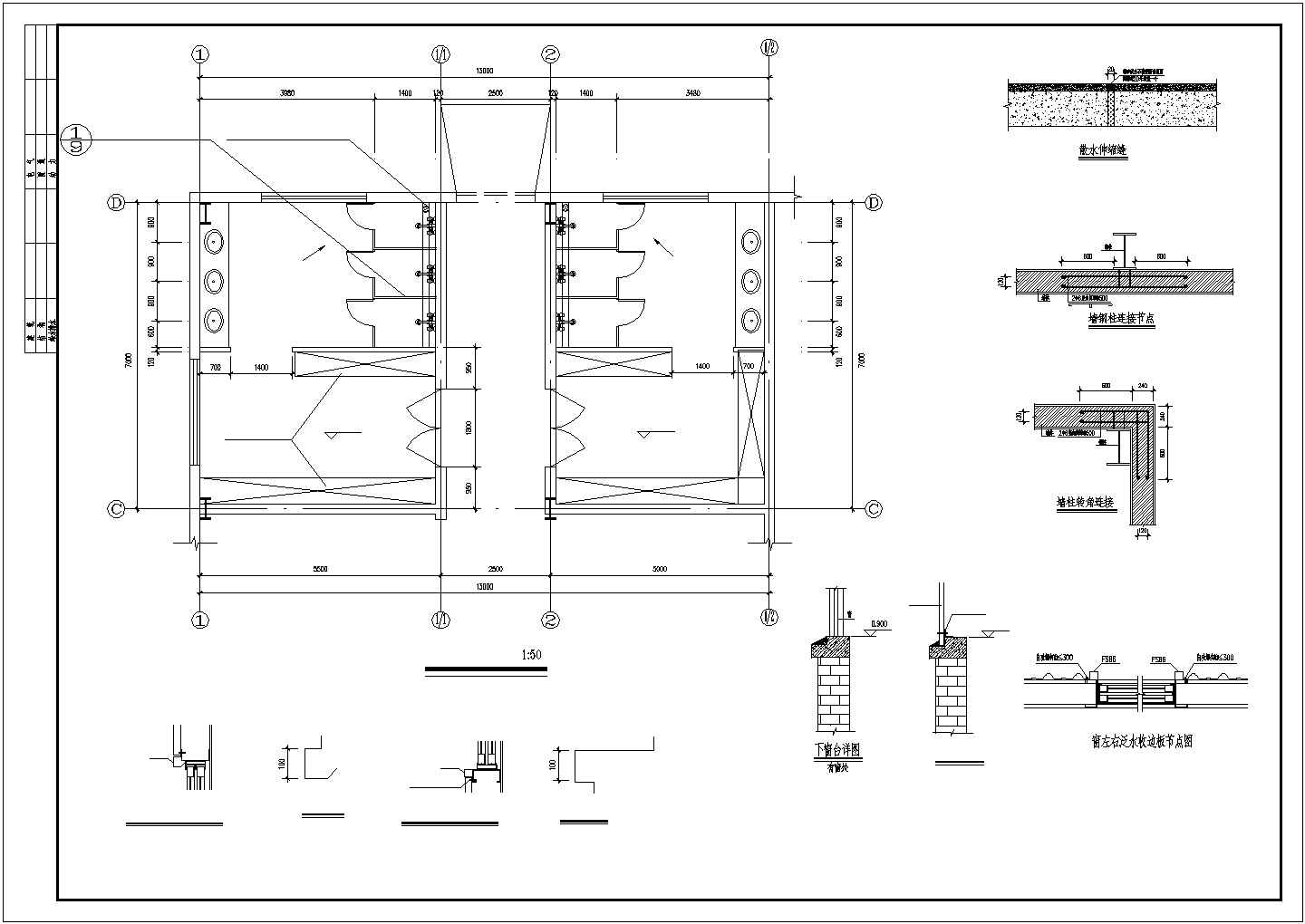 厂房设计_单层饼干生产厂房建施CAD节点详图-图一