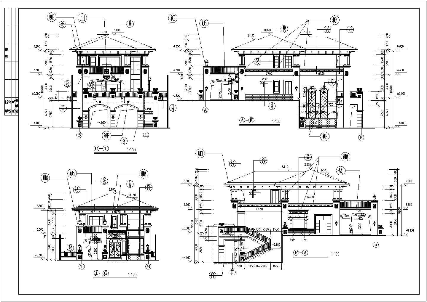 西式别墅建筑施工CAD节点详图-图二
