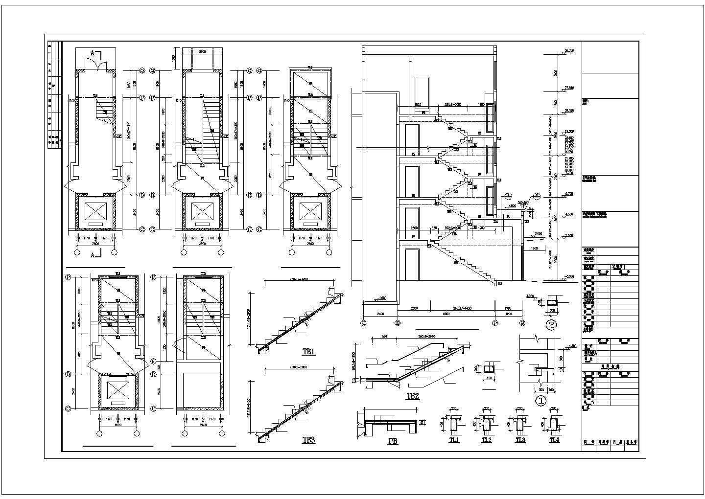 剪力墙住宅楼楼梯设计CAD节点详图-图一
