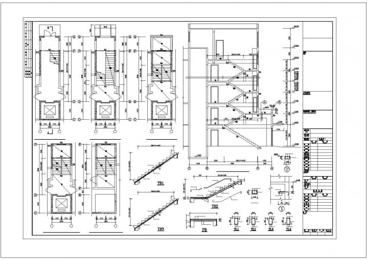 剪力墙住宅楼楼梯设计CAD节点详图