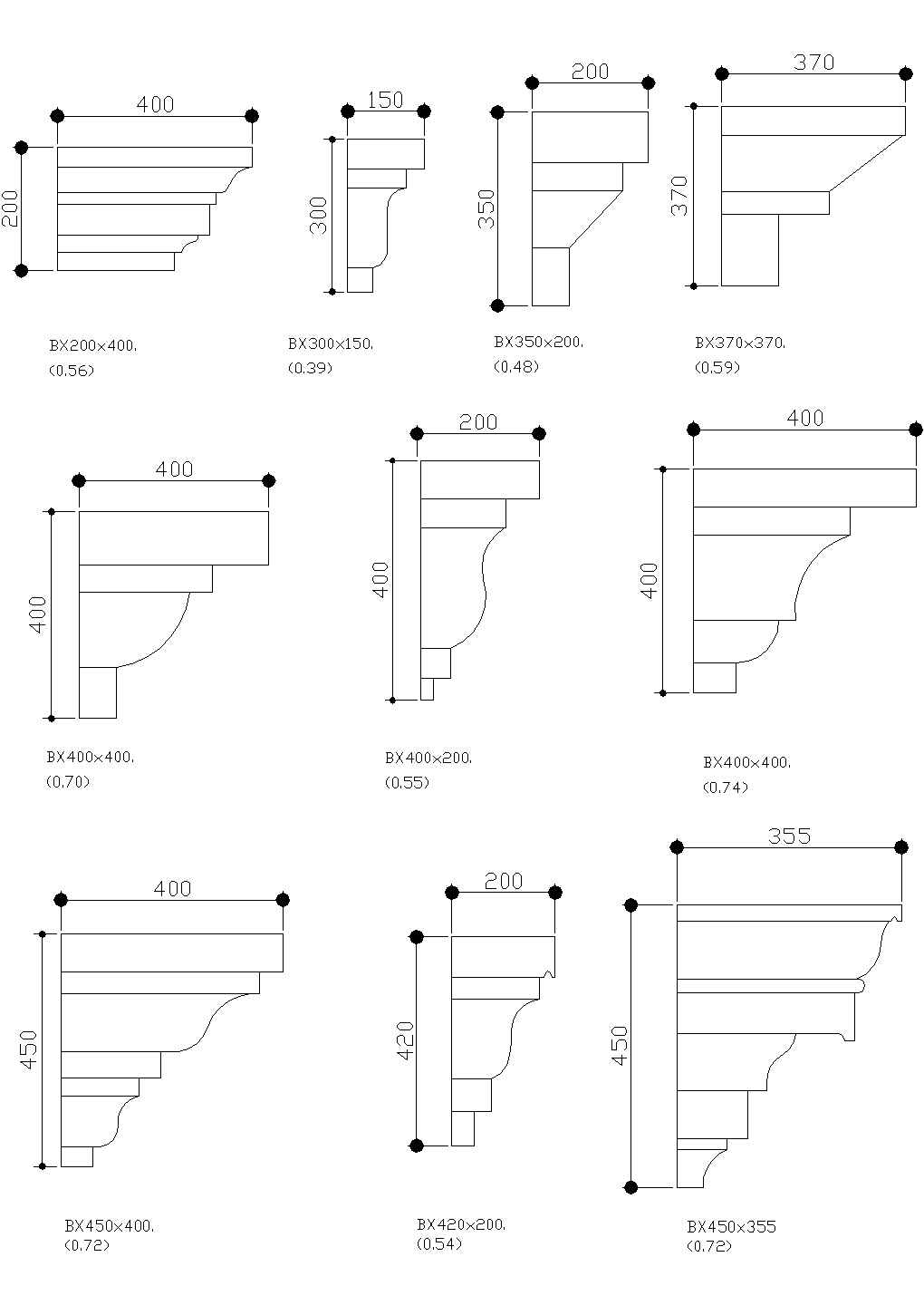 多种风格线角构造CAD节点详图-图二