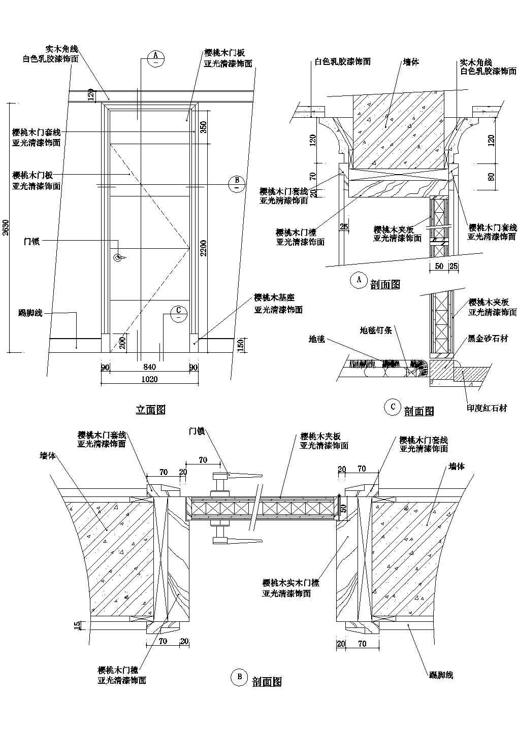 多种木门窗构造CAD节点详图-图二
