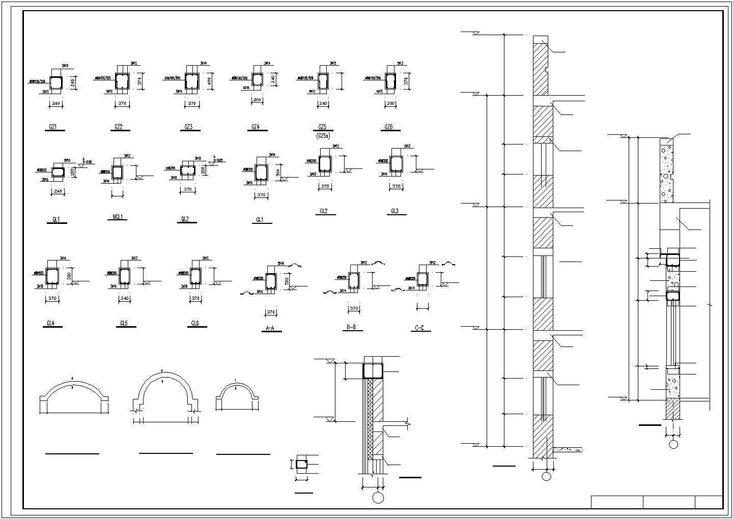 三层框架结构楼房土建安装工程计算实例（含图纸及计算书）-图二