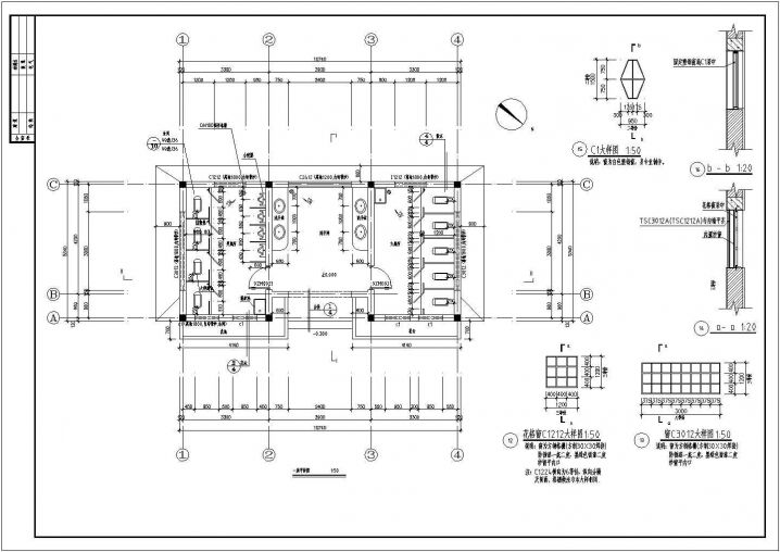 某公厕屋檐与台阶做法CAD节点详图