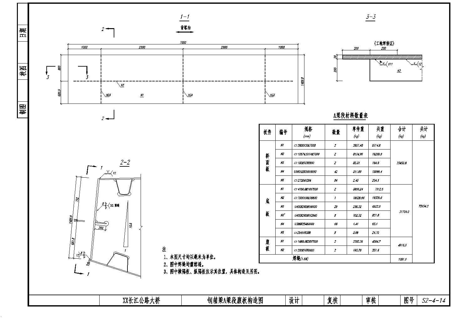 钢箱梁梁段顶板、底板及腹板构造节点详图-图二
