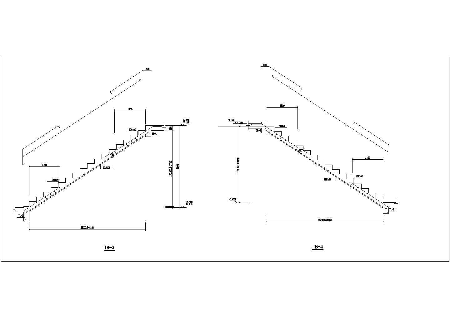 楼梯预埋件及栏杆扶手做法CAD节点详图-图一