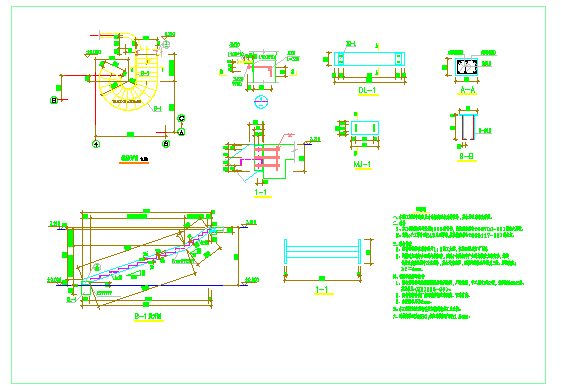 某建筑圆弧楼梯构造CAD节点详图