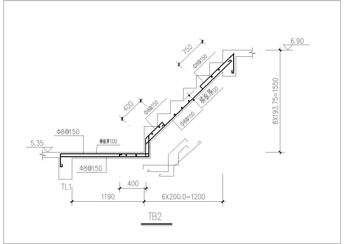 混凝土楼梯施工CAD节点详图-图一