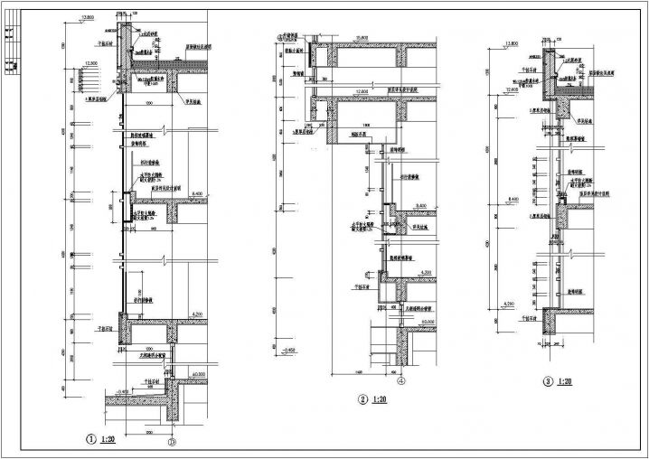 建筑外装饰半隐幕墙施工CAD节点详图