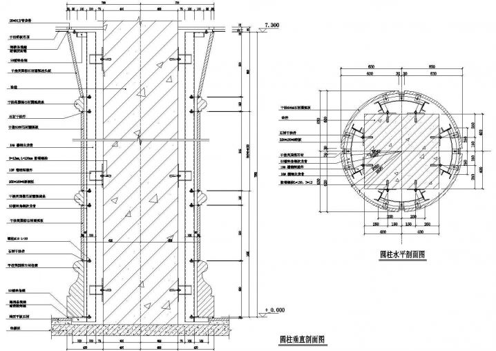 干挂石材圆弧板构造CAD节点详图