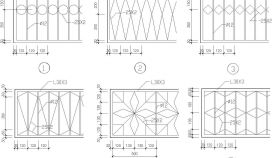6种铁栅门空花格设计CAD节点详图