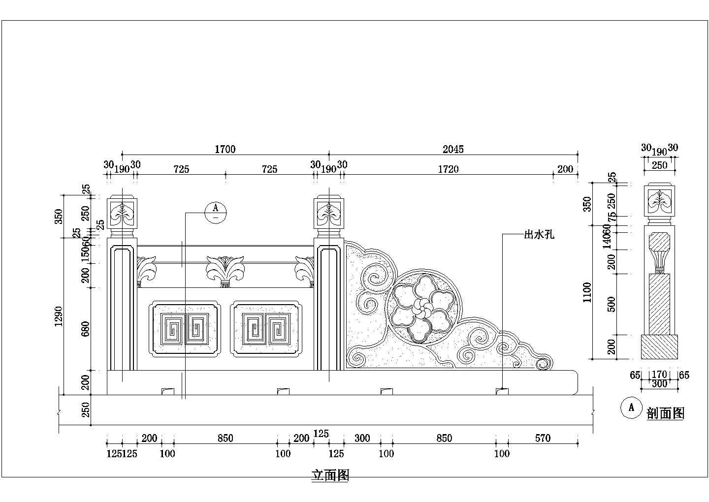 中式风格栏杆设计CAD节点详图-图一