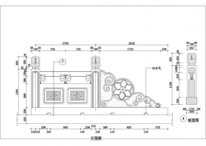 中式风格栏杆设计CAD节点详图